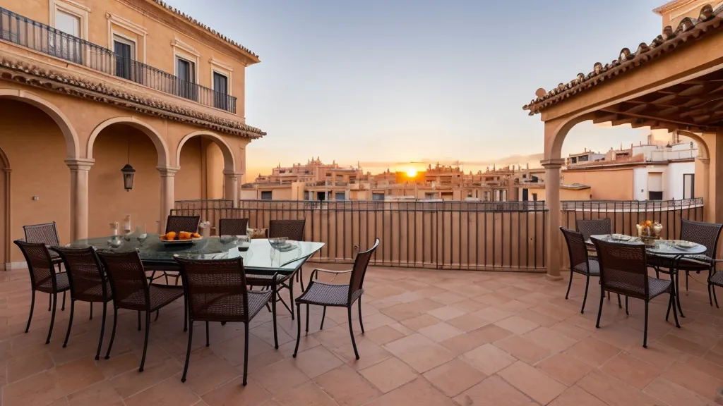 Distribución real de mobiliario en una terraza siguiendo un plano digital
