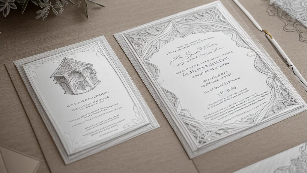 Boceto a lápiz de la distribución de una invitación digital, paso previo al diseño con herramientas online