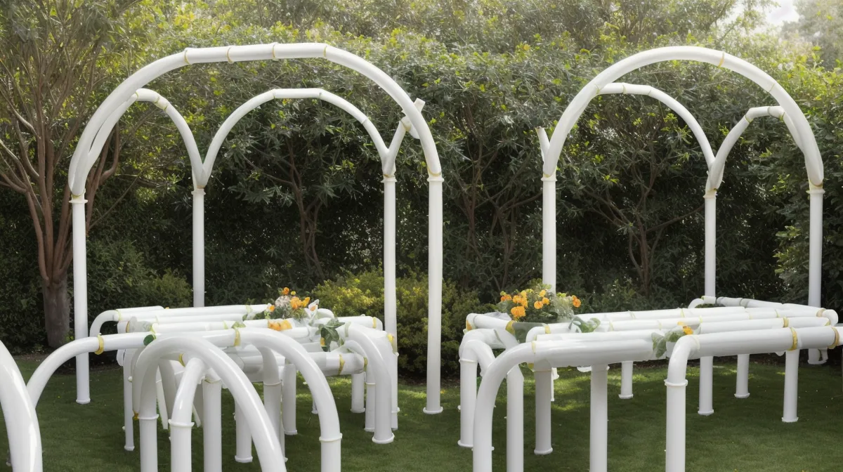 Arco de globos en decoración de exterior con estructura de PVC flexible resistente al viento