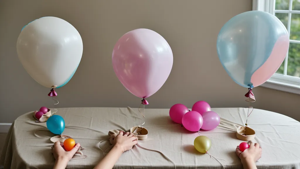 Manos entrelazando globos para formar un cluster de cuatro unidades