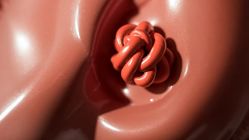 Detalle de la técnica de nudo de manzana en un globo de látex